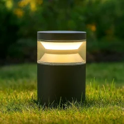 Lampioni Da Giardino-Ideal Lux Boeing pt h015 lampione basso nero led 14w 3000k