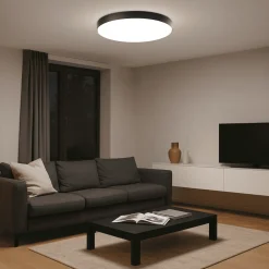 Plafoniere Moderne-Ondaluce Boiler plafoniera rotonda led cct 3000k+4000k nera 80cm