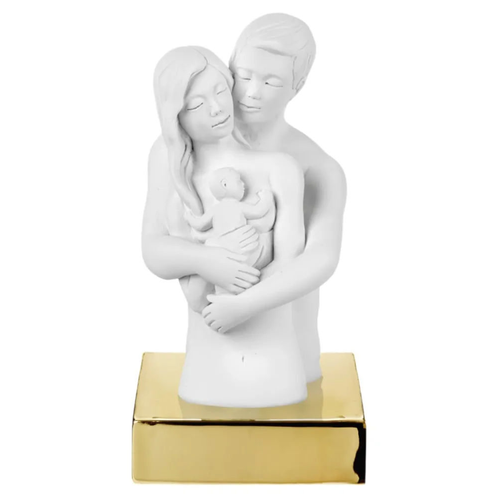 Soprammobili Moderni-Bongelli Preziosi Bomboniera nascita scultura famiglia oro