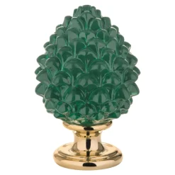 Soprammobili Moderni-Bongelli Preziosi Bomboniera pigna verde oro di ceramica
