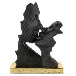 Soprammobili Moderni-Bongelli Preziosi Bomboniera scultura bacio stilizzato nero oro
