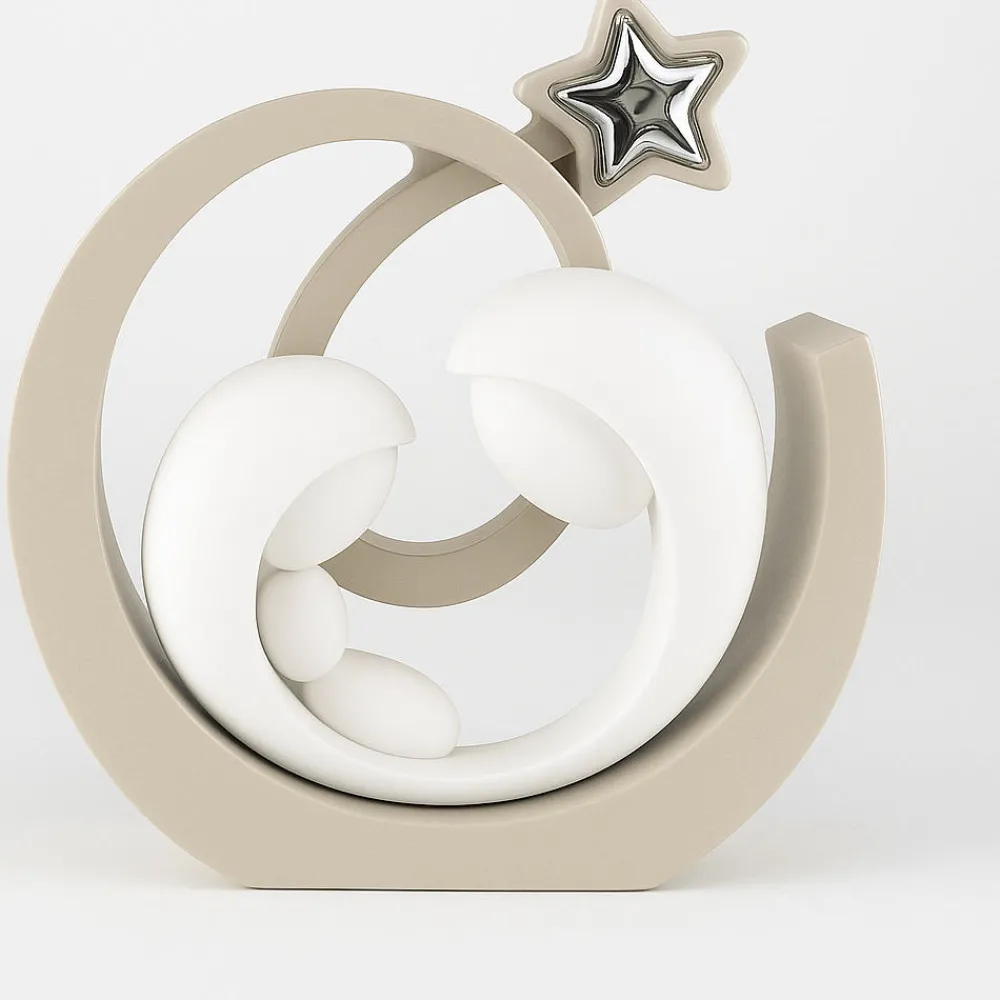 Presepi Di Natale-Bongelli Preziosi Bongelli prezione statuina presepe natalizio gesso bianco e nocciola stella argentata