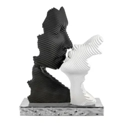 Soprammobili Moderni-Bongelli Preziosi bacio stilizzato scultura moderna bianco nero argento
