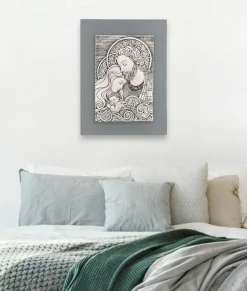Capezzali-Bongelli Preziosi capezzale 30x40 quadretto sacra famiglia grigio