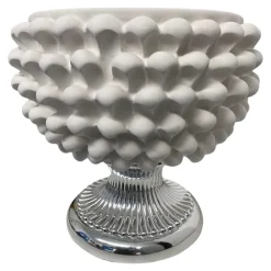 Soprammobili Moderni-Bongelli Preziosi centro tavola pigna 25cm bianco argento