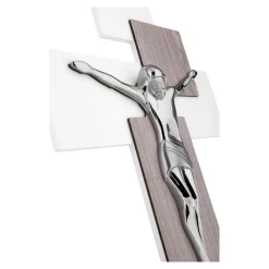 Crocifissi Da Parete-Bongelli Preziosi crocifisso da parete 17x12 rovere argentato