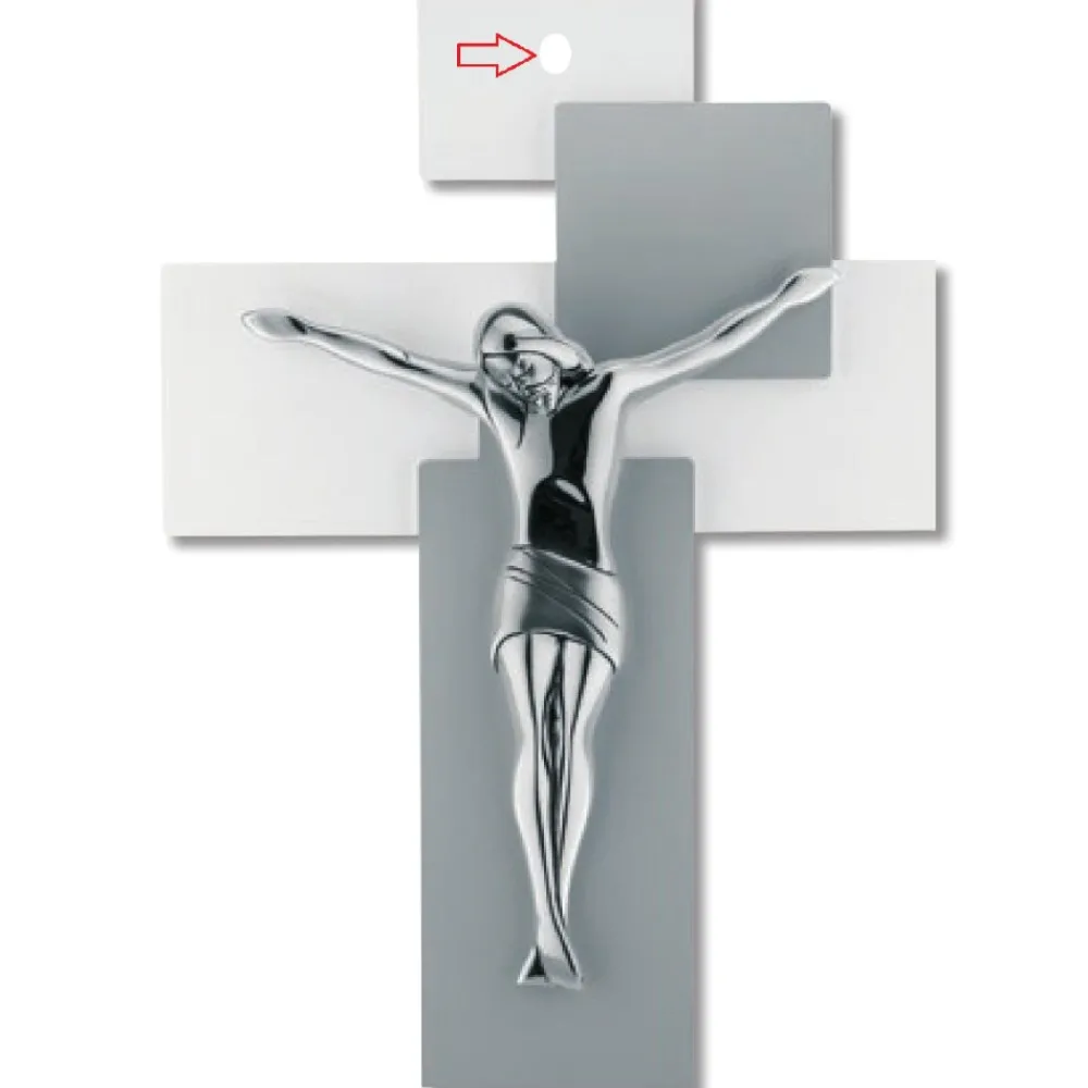 Crocifissi Da Parete-Bongelli Preziosi crocifisso da parete 17x12 grigio cristo argento
