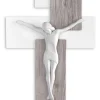 Crocifissi Da Parete-Bongelli Preziosi crocifisso da parete 27x19 moderno rovere bianco