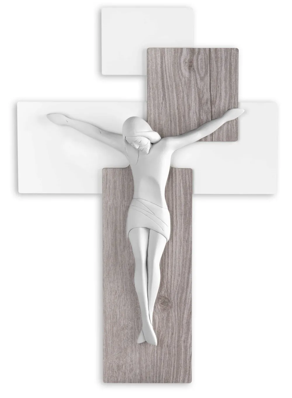 Crocifissi Da Parete-Bongelli Preziosi crocifisso da parete 27x19 moderno rovere bianco
