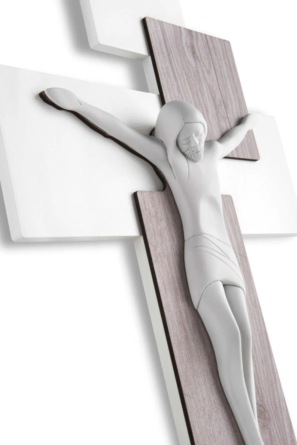 Crocifissi Da Parete-Bongelli Preziosi crocifisso da parete 27x19 moderno rovere bianco