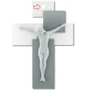 Crocifissi Da Parete-Bongelli Preziosi crocifisso da parete 17x12 grigio cristo bianco moderno