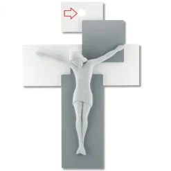 Crocifissi Da Parete-Bongelli Preziosi crocifisso da parete 17x12 grigio cristo bianco moderno