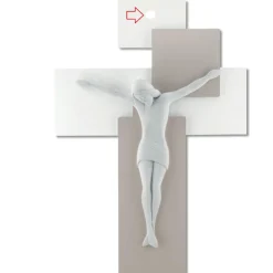 Crocifissi Da Parete-Bongelli Preziosi crocifisso 17x12 da parete moderno nocciola bianco
