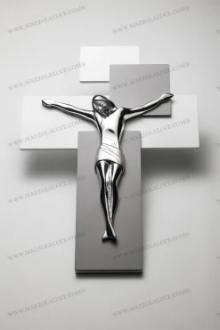 Crocifissi Da Parete-Bongelli Preziosi crocifisso da parete 60x40 moderno argentato grigio