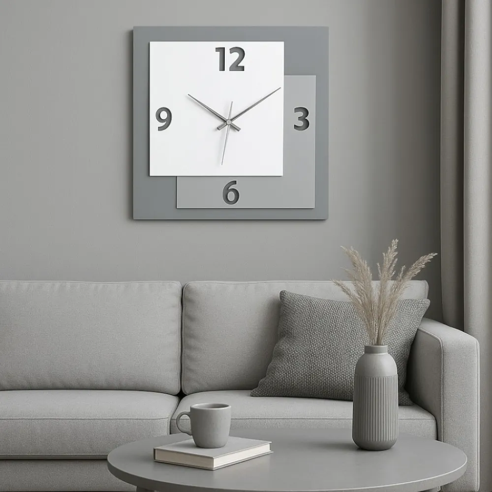 Orologi Da Parete Moderni-Bongelli Preziosi orologio da parete moderno bianco grigio