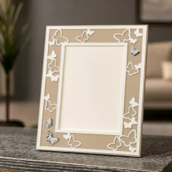 Soprammobili Moderni-Bongelli Preziosi portafoto da tavolo cornice 13x18 farfalle nocciola