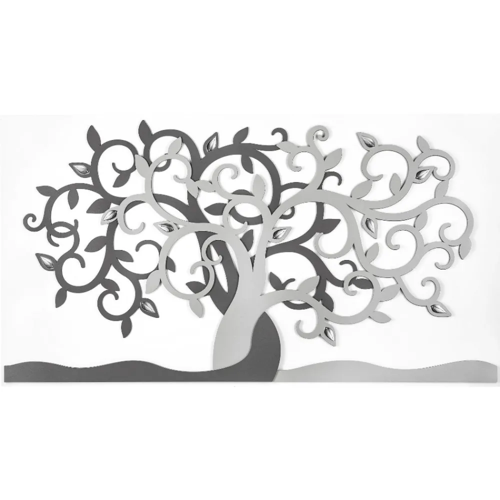 Quadri Moderni-Bongelli Preziosi quadro albero della vita 80x43 grigio per soggiorno moderno