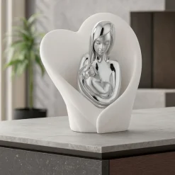 Soprammobili Moderni-Bongelli Preziosi scultura da tavolo maternita argento bianco h22