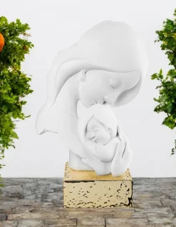 Soprammobili Moderni-Bongelli Preziosi scultura maternita' h34 face bianca base oro