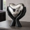 Soprammobili Moderni-Bongelli Preziosi scultura mani nere cuore argento h13 moderna