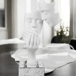 Soprammobili Moderni-Bongelli Preziosi scultura moderna volti face bianco argento