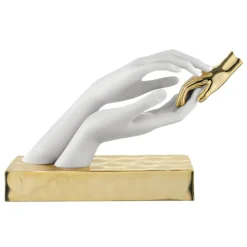 Soprammobili Moderni-Bongelli Preziosi statuetta soprammobile design mani bianco oro