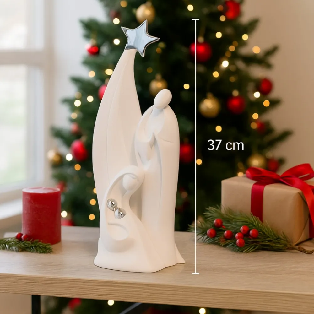 Presepi Di Natale-Bongelli Preziosi statuina presepe h37 bianco moderno natività di natale