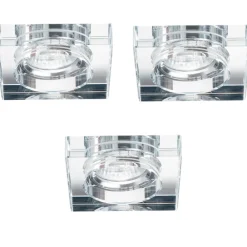 Faretti Da Incasso-Ideal Lux Box 3 faretti da incasso vetro quadrato blues fi square
