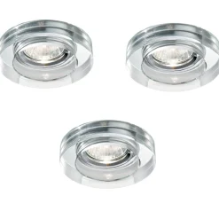 Faretti Da Incasso-Ideal Lux Box 3 faretti di vetro trasparente da incasso blues fi round
