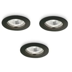 Faretti Da Incasso-Ideal Lux Box kit da 3 jazz fi faretto da incasso per cartongesso rotondo nero