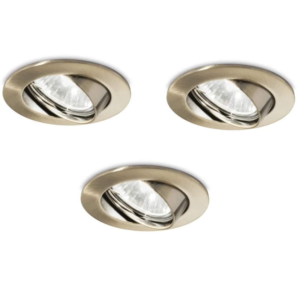 Faretti Da Incasso-Ideal Lux Box kit 3 swing faretti da incasso orientabile brunito rotondo