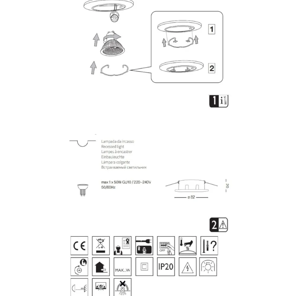 Faretti Da Incasso-Ideal Lux Box kit 3 swing faretti da incasso orientabile brunito rotondo