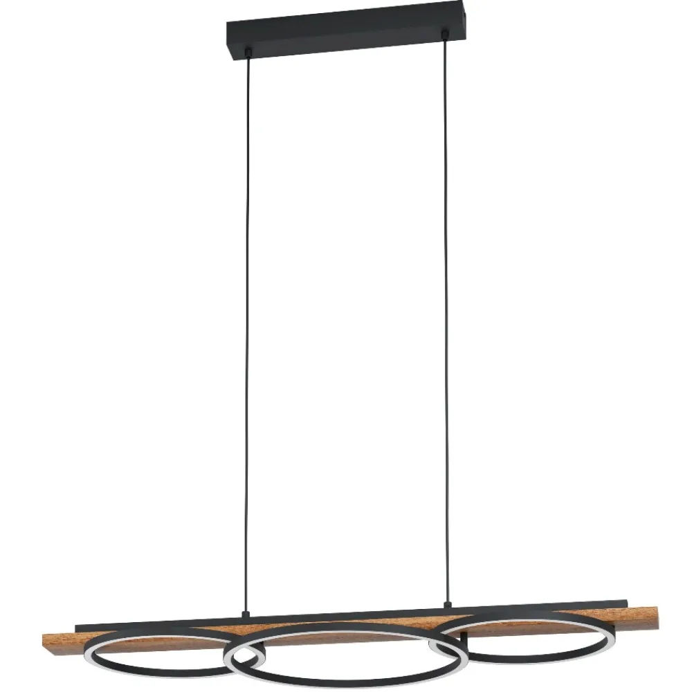 Lampadari Cucina-Eglo Boyal lampadario per cucina in legno effetto anticato led 3000k