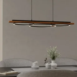 Lampadari Cucina-Eglo Boyal lampadario per cucina in legno effetto anticato led 3000k