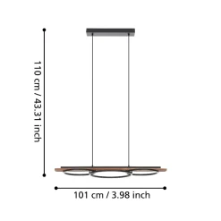 Lampadari Cucina-Eglo Boyal lampadario per cucina in legno effetto anticato led 3000k