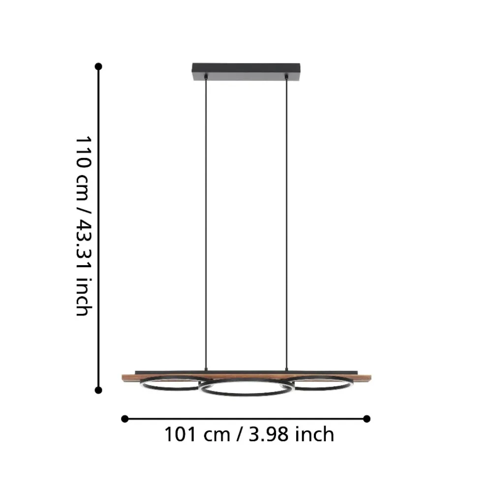 Lampadari Cucina-Eglo Boyal lampadario per cucina in legno effetto anticato led 3000k