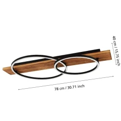Plafoniere Moderne-Eglo Boyal plafoniera moderna nera e marrone led 3000k