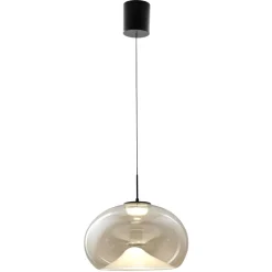Lampadari Cucina-Fabas Luce Brena cognac lampadario led in vetro per sala da pranzo