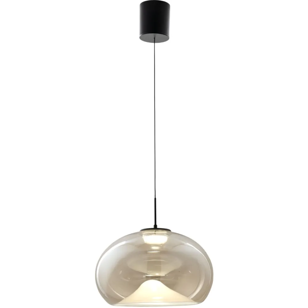 Lampadari Cucina-Fabas Luce Brena cognac lampadario led in vetro per sala da pranzo