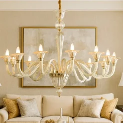 Lampadari Moderni-Ideal Lux Brigitta sp12 lampadario di cristallo 12 bracci ambra