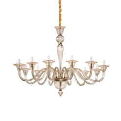 Lampadari Moderni-Ideal Lux Brigitta sp12 lampadario di cristallo 12 bracci ambra