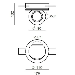 Faretti Da Incasso-Linea Light Bubble faretto nero led 9w 3000k 24v ottica 15 da incasso