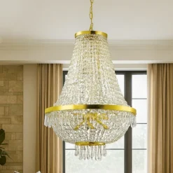 Lampadari Moderni-Ideal Lux Caesar sp12 lampadario di cristallo dettagli oro pendenti