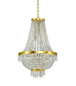 Lampadari Moderni-Ideal Lux Caesar sp9 lampadario oro cristalli trasparenti
