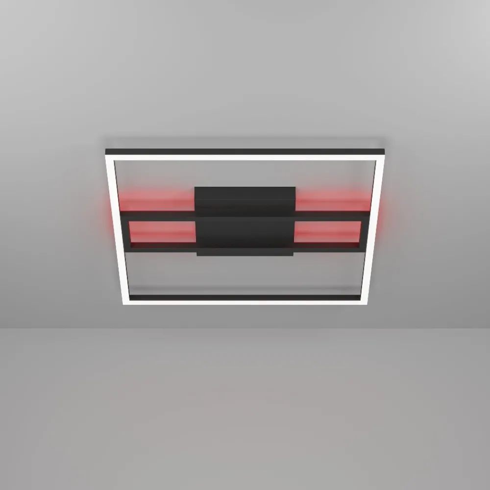 Plafoniere Moderne-Eglo Calagrano z plafoniera moderna quadrata nera led rgb 2700k a 6500k