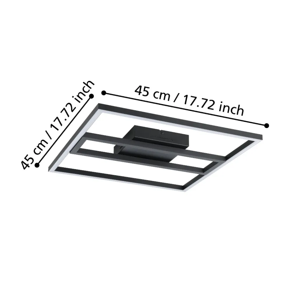 Plafoniere Moderne-Eglo Calagrano z plafoniera moderna quadrata nera led rgb 2700k a 6500k