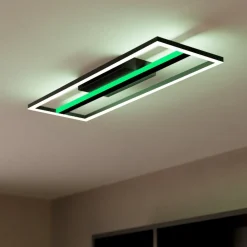 Plafoniere Moderne-Eglo Calagrano z plafoniera rettangolare moderna nera led rgb 2700k a 6500k smart
