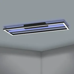 Plafoniere Moderne-Eglo Calagrano z plafoniera rettangolare moderna nera led rgb 2700k a 6500k smart