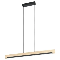 Lampadari Cucina-Eglo Camacho lampadario in legno per cucina nero led 25w 3000k dimmerabile