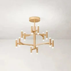 Plafoniere Moderne-Perenz Illuminazione Candles perenz lampadario oro spazzolato led 3000k dimmerabile
